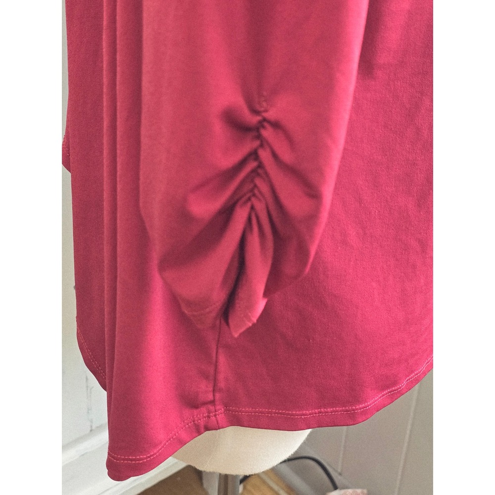 Corvia‎ Layered Look Cardigan Blouse Top Burgundy Black Metal Accent L - Picture 6 of 10